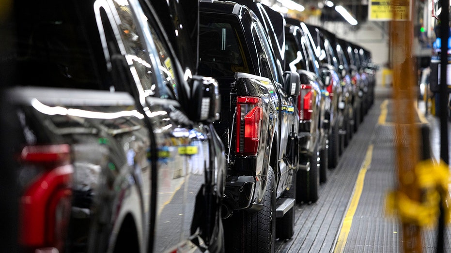 Ford F-150 trucks on assembly line