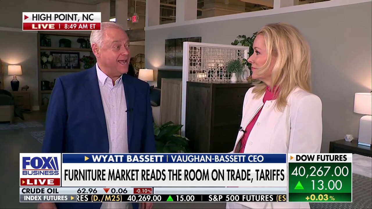 FOX Business' Gerri Willis speaks with Vaughan-Bassett CEO Wyatt Bassett about North Carolina's strength for producing U.S.-made furniture amid tariff tensions.