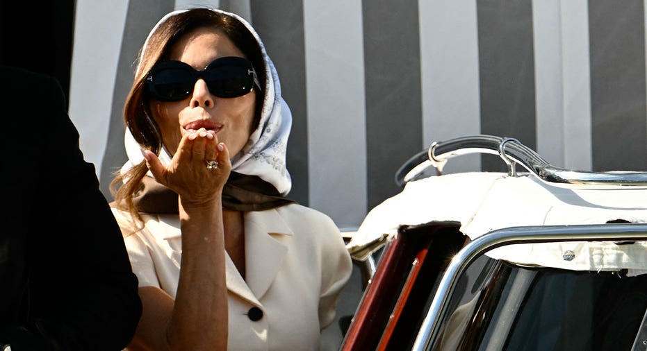 Lauren Sanchez leaveS the Aman Hotel on her wedding day with Amazon's founder Jeff Bezos and, in Venice on June 27, 2026. (Photo by Stefano Rellandini / AFP) (Photo by STEFANO RELLANDINI/AFP via Getty Images)
