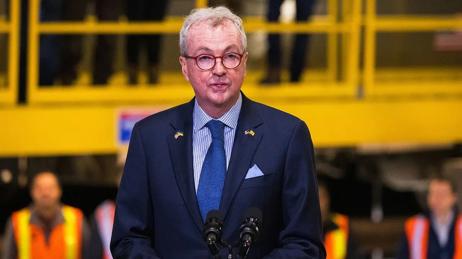 New Jersey Gov. Phil Murphy gives a speech on the Hudson River tunnel project at the West Side Yard on Jan. 31, 2023, in New York City.