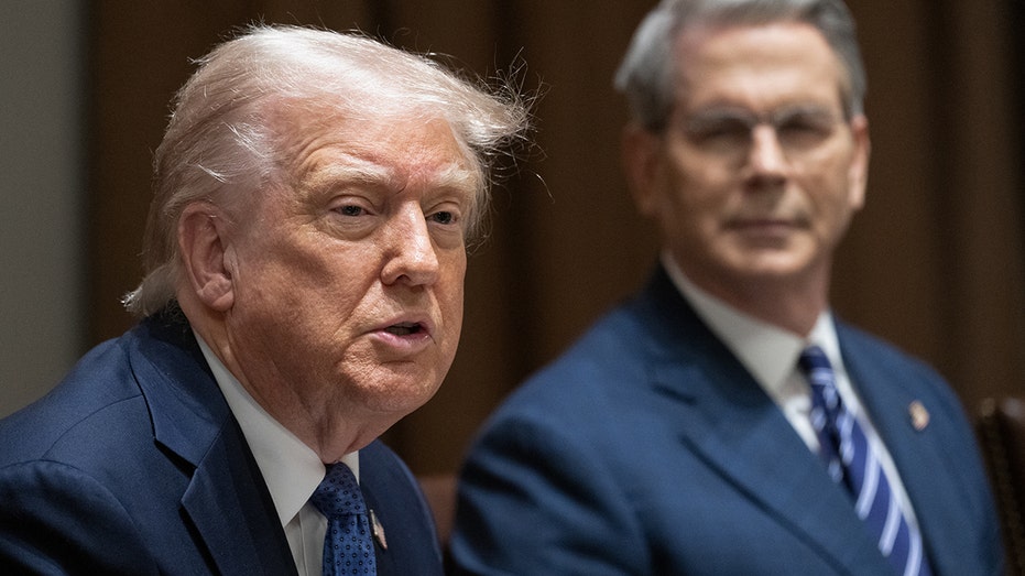 Trump and Bessent during a meeting with the Norway prime minister, not seen